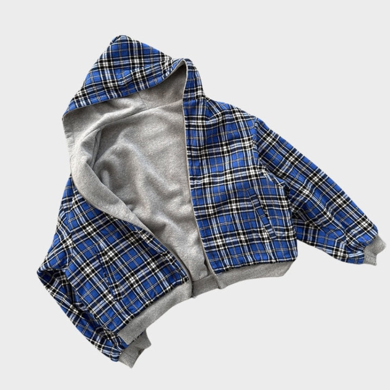 Hugo | Sudadera Oversize Reversible con Capucha Hombre Cuadros