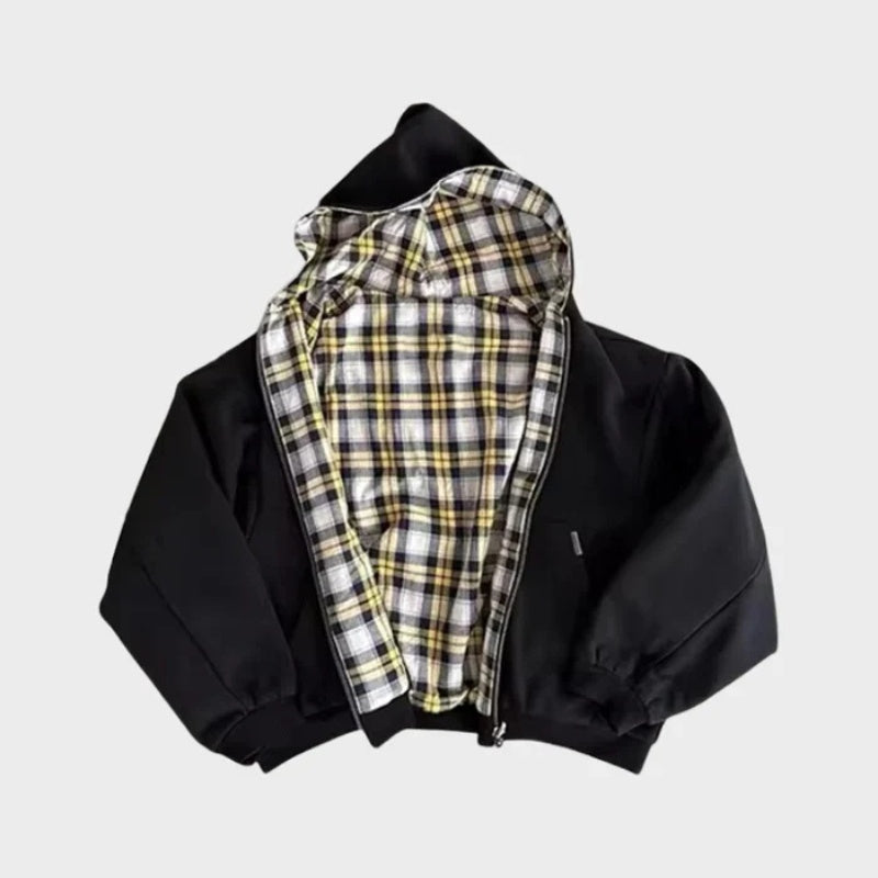 Hugo | Sudadera Oversize Reversible con Capucha Hombre Cuadros
