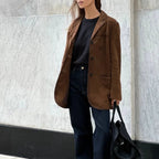 Ramona | Chaqueta de Ante Mujer Solapa Corte Recto