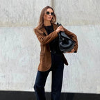 Ramona | Chaqueta de Ante Mujer Solapa Corte Recto