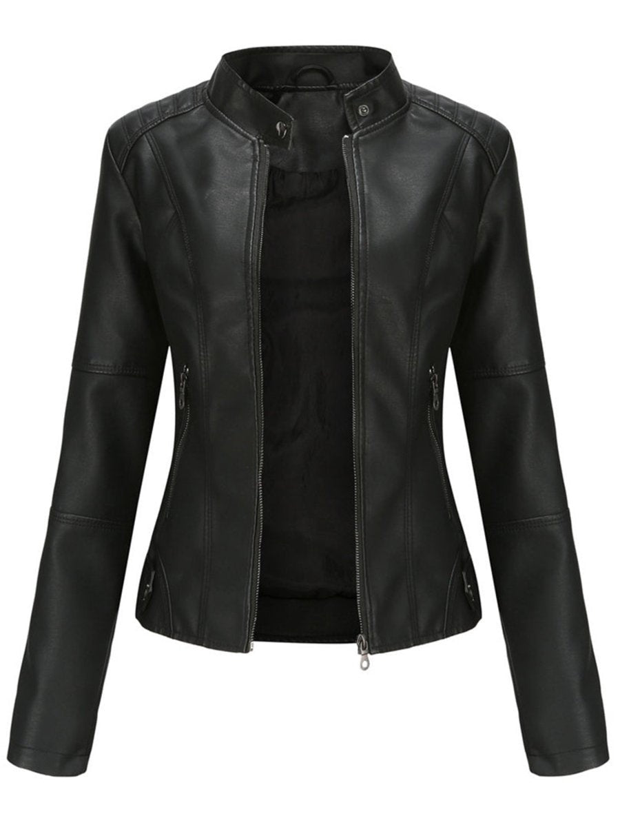 Yaiza | Chaqueta Motera Mujer de Polipiel Cuello Mao Cremallera