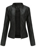 Yaiza | Chaqueta Motera Mujer de Polipiel Cuello Mao Cremallera