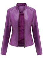 Yaiza | Chaqueta Motera Mujer de Polipiel Cuello Mao Cremallera