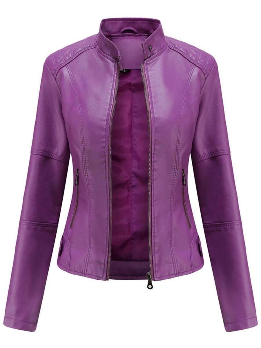 Yaiza | Chaqueta Motera Mujer de Polipiel Cuello Mao Cremallera