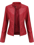 Yaiza | Chaqueta Motera Mujer de Polipiel Cuello Mao Cremallera