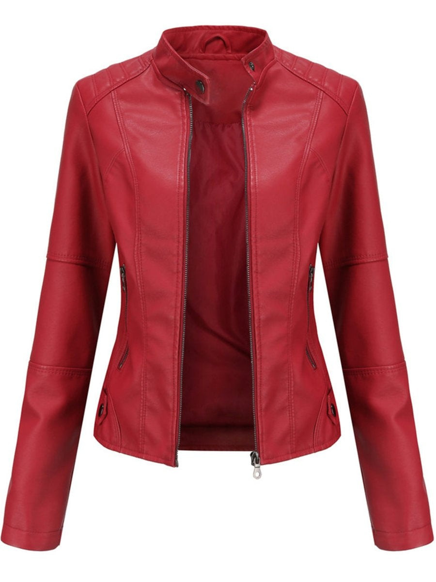 Yaiza | Chaqueta Motera Mujer de Polipiel Cuello Mao Cremallera