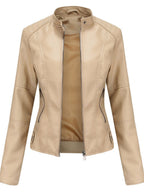 Yaiza | Chaqueta Motera Mujer de Polipiel Cuello Mao Cremallera