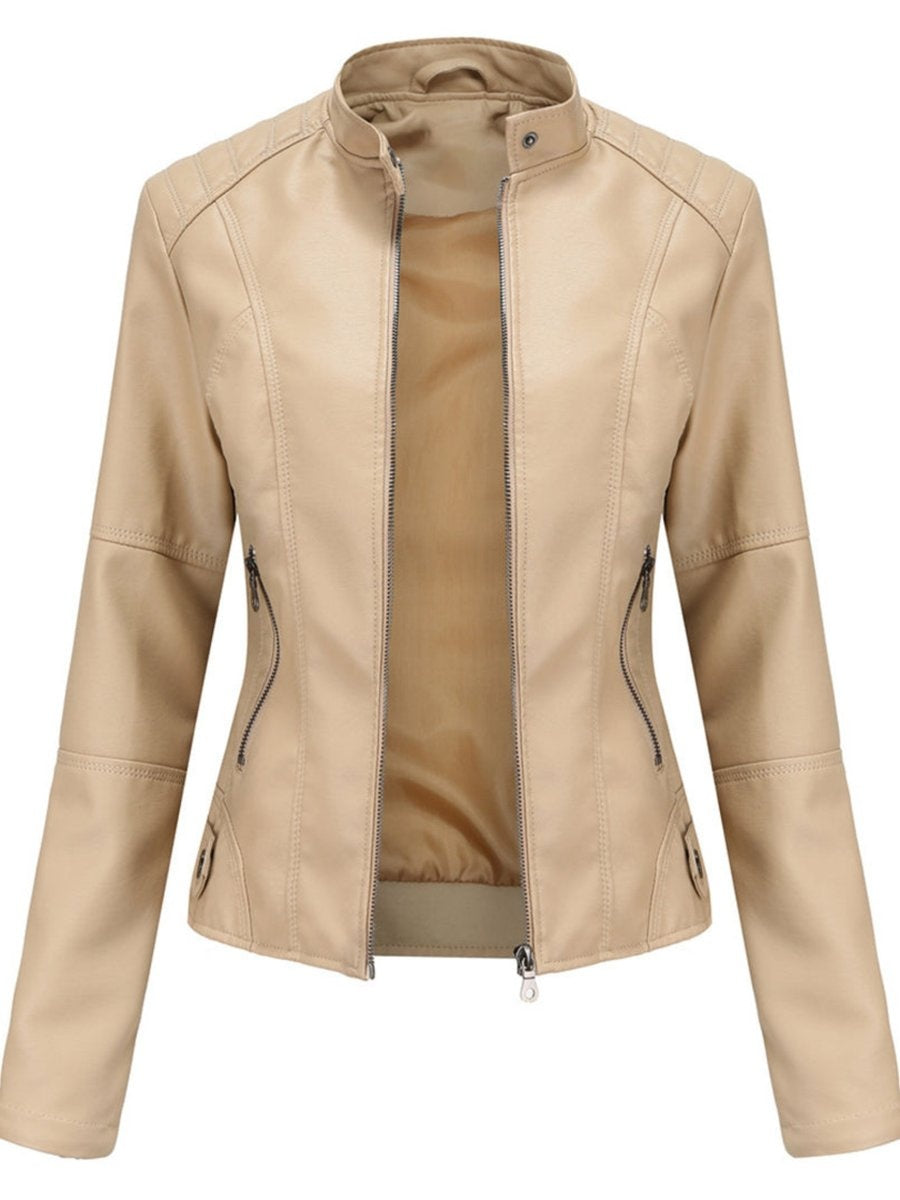 Yaiza | Chaqueta Motera Mujer de Polipiel Cuello Mao Cremallera