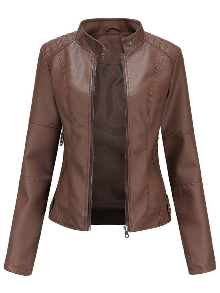 Yaiza | Chaqueta Motera Mujer de Polipiel Cuello Mao Cremallera