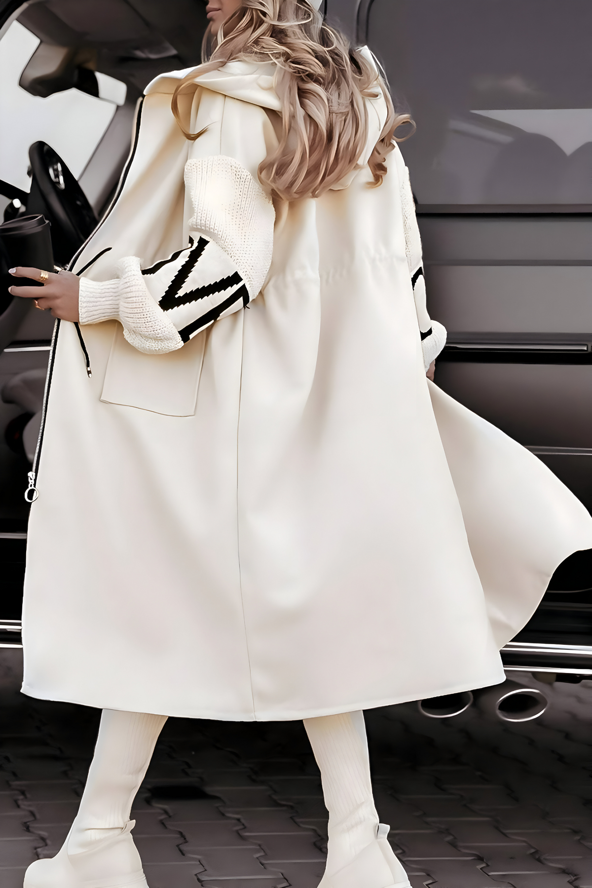 Nagore | Parka Largo con Capucha Mujer Mangas de Punto Oversize