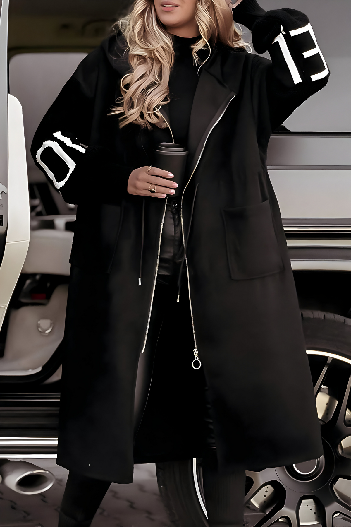 Nagore | Parka Largo con Capucha Mujer Mangas de Punto Oversize
