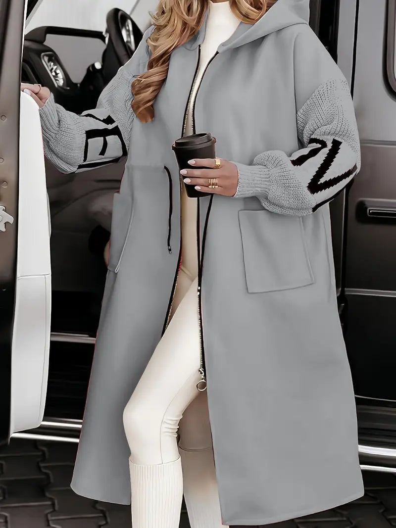 Nagore | Parka Largo con Capucha Mujer Mangas de Punto Oversize