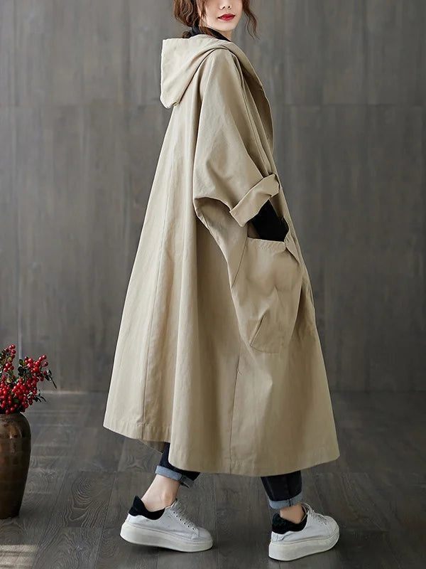 Gisela | Trench Coat Largo con Capucha Mujer Oversize