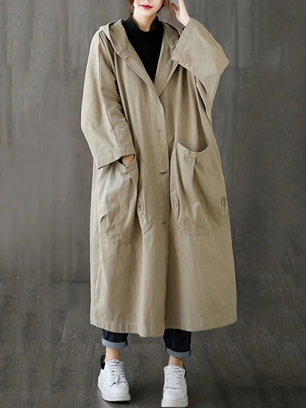 Gisela | Trench Coat Largo con Capucha Mujer Oversize