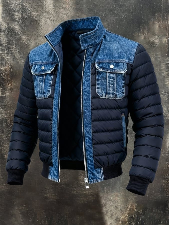 Ignacio | Cazadora Bomber Vaquera Hombre Acolchada Puños Acanalados
