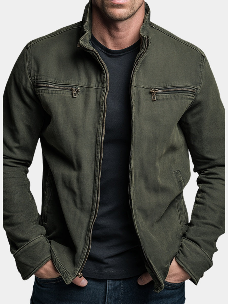 Rodrigo | Cazadora Militar de Algodón Hombre Cuello Alzado Multibolsillos