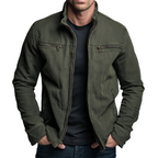 Rodrigo | Cazadora Militar de Algodón Hombre Cuello Alzado Multibolsillos