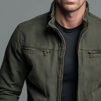 Rodrigo | Cazadora Militar de Algodón Hombre Cuello Alzado Multibolsillos