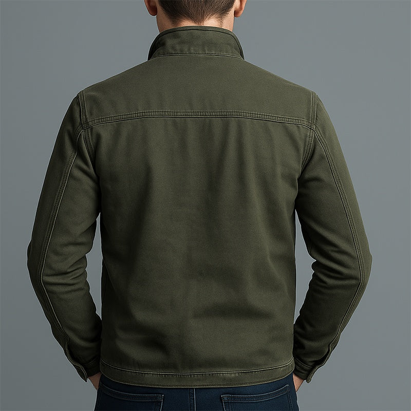 Rodrigo | Cazadora Militar de Algodón Hombre Cuello Alzado Multibolsillos
