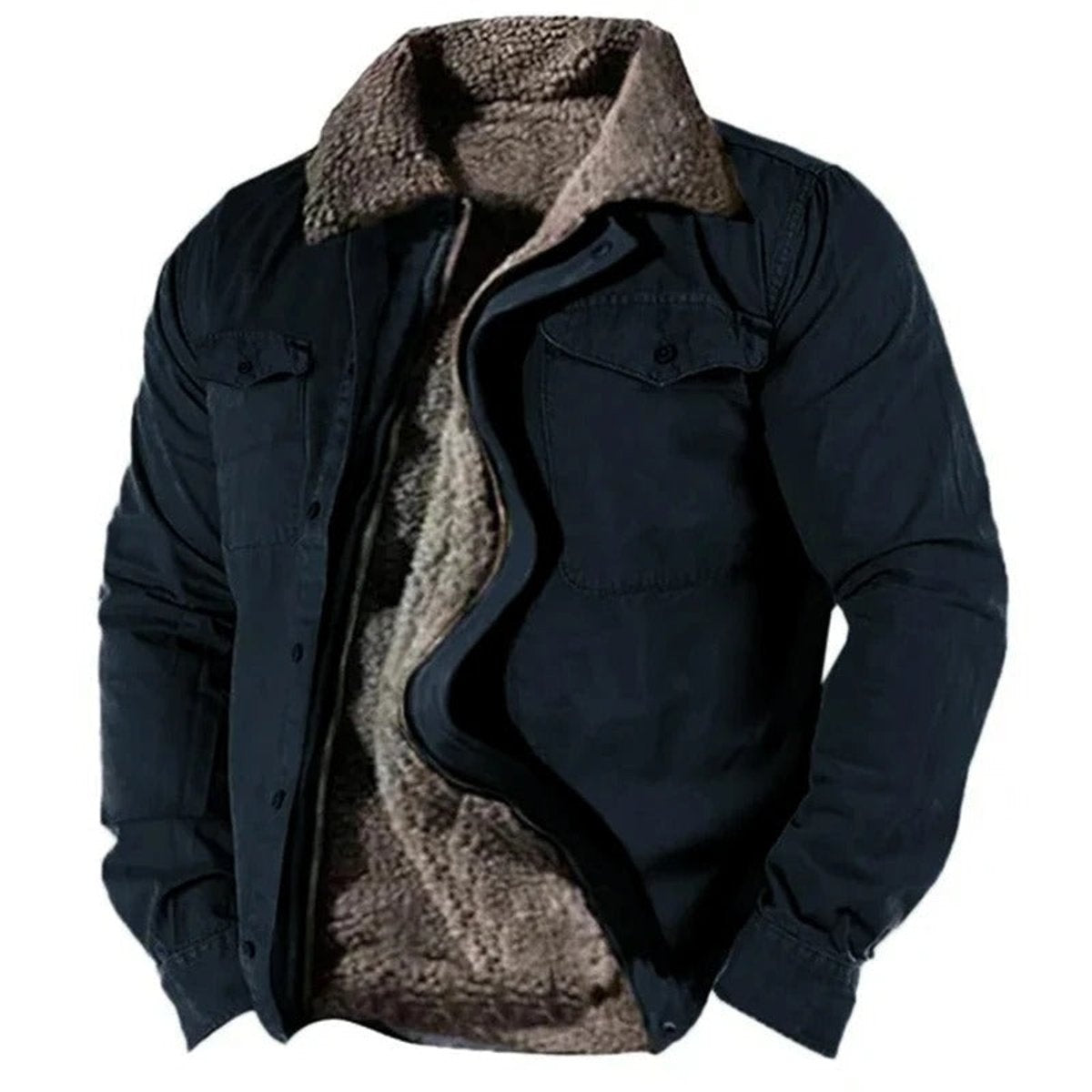 Abel | Chaqueta de Forro Polar con Sherpa Hombre Cuello Solapa Bolsillos