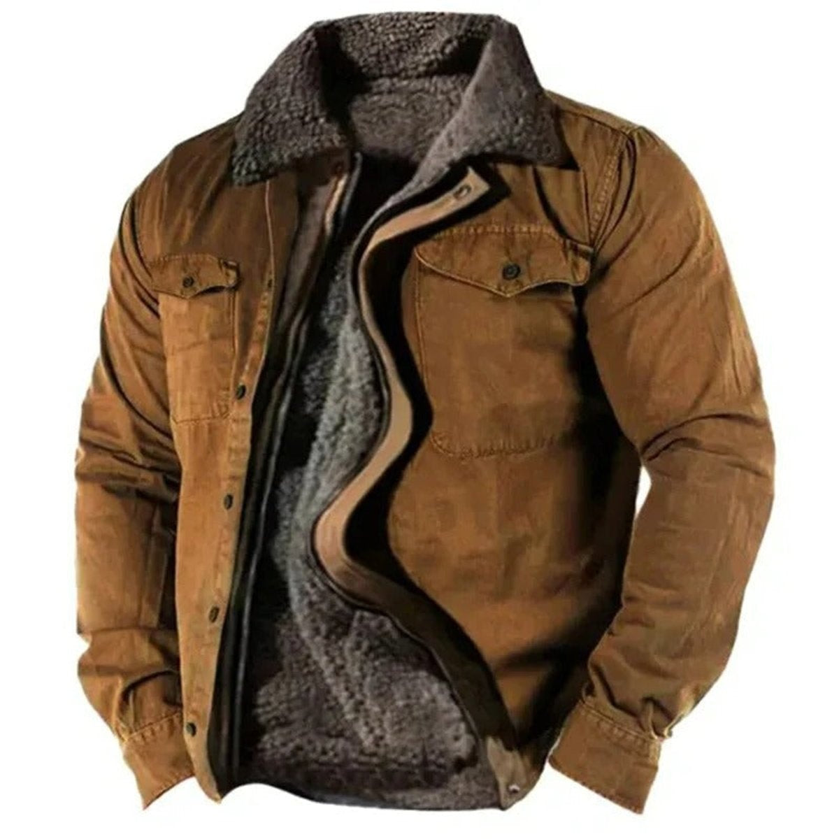 Abel | Chaqueta de Forro Polar con Sherpa Hombre Cuello Solapa Bolsillos