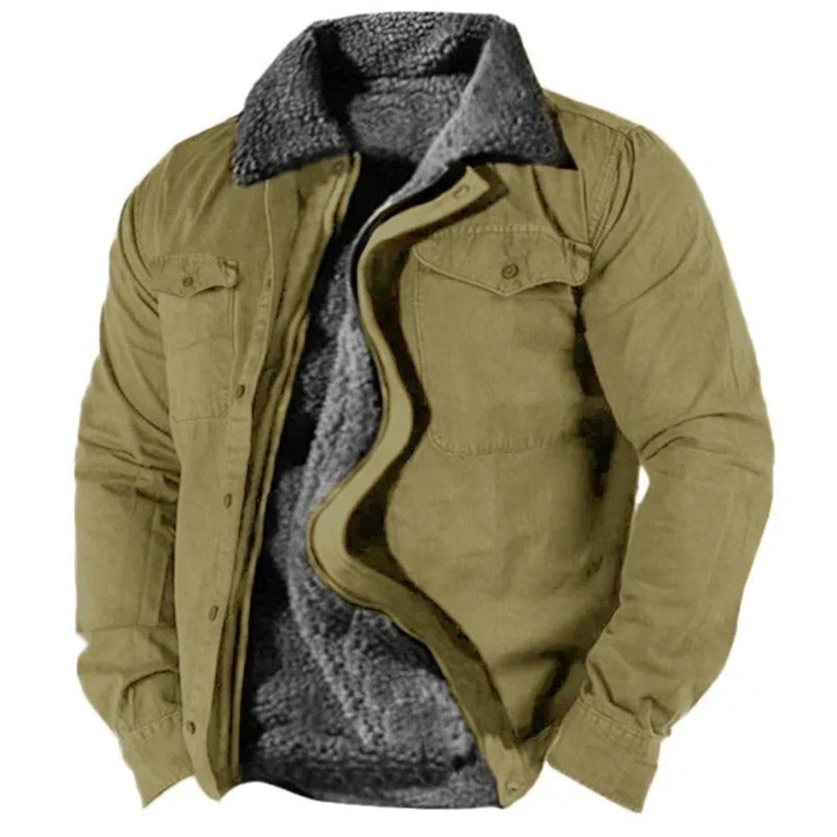 Abel | Chaqueta de Forro Polar con Sherpa Hombre Cuello Solapa Bolsillos