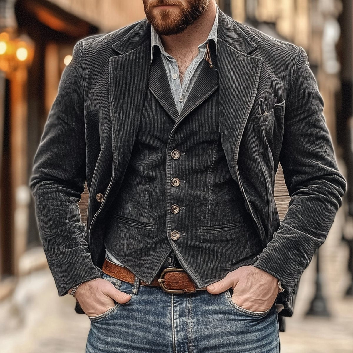 Nolan | Chaqueta Americana de Pana Hombre Conjunto Blazer Gilet