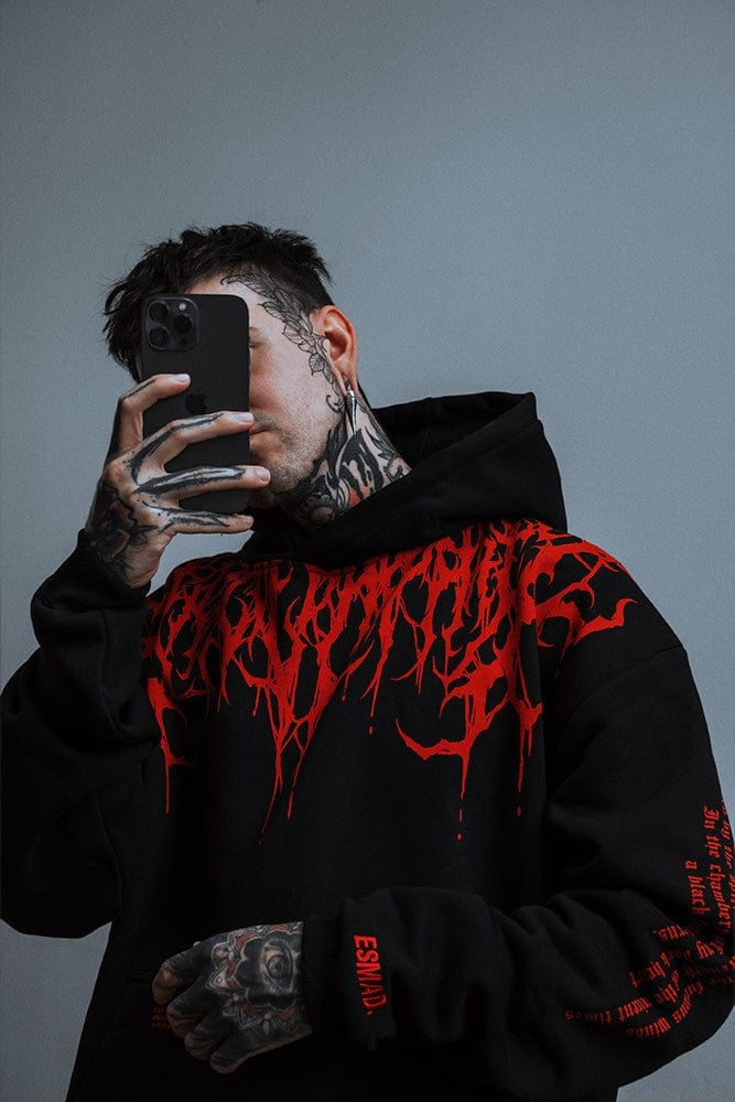 Rodrigo | Sudadera Oversize con Capucha Hombre Estampado Gótico