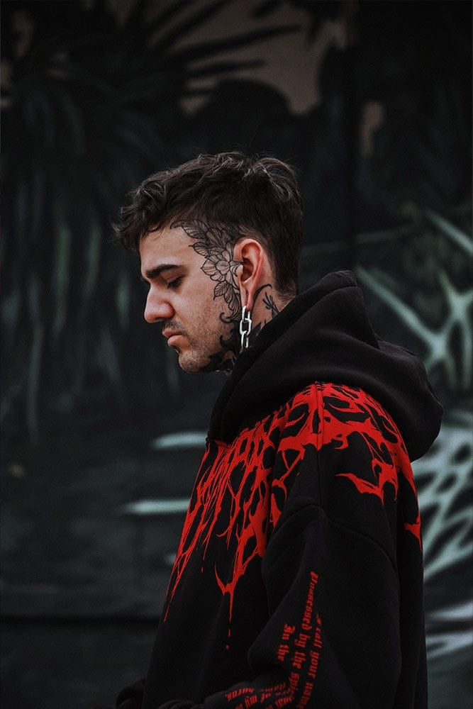 Rodrigo | Sudadera Oversize con Capucha Hombre Estampado Gótico