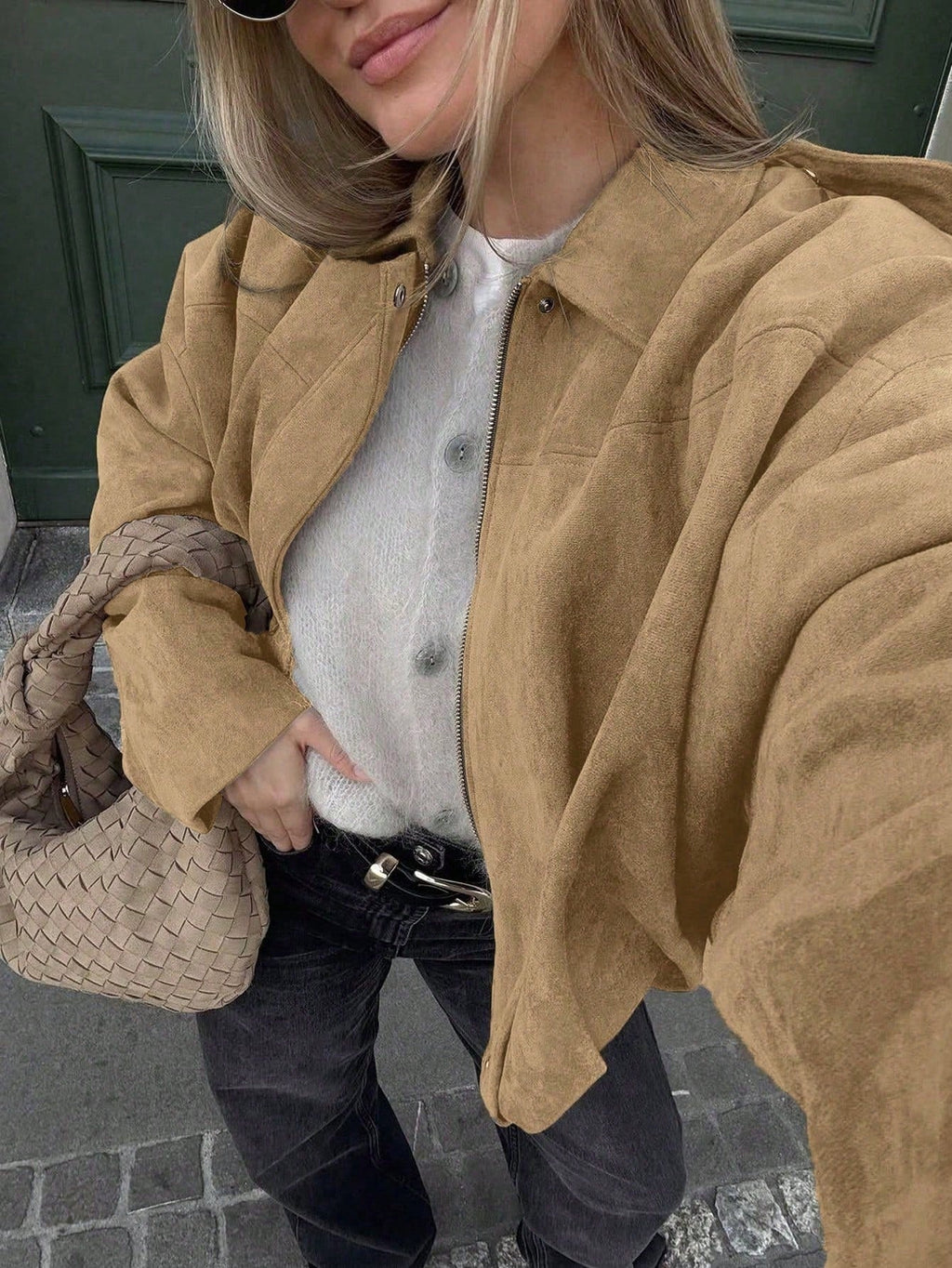 Natalia | Chaqueta de Ante Mujer Oversize Cremallera