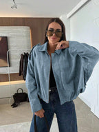 Natalia | Chaqueta de Ante Mujer Oversize Cremallera