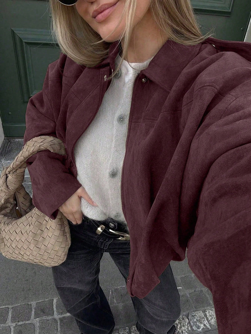 Natalia | Chaqueta de Ante Mujer Oversize Cremallera