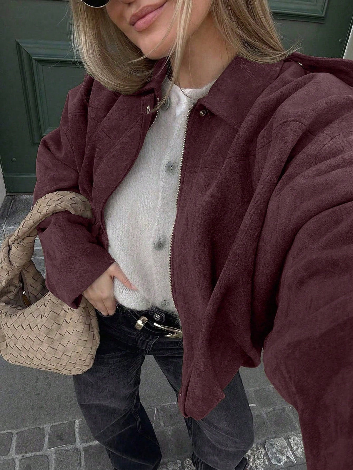 Natalia | Chaqueta de Ante Mujer Oversize Cremallera