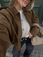 Natalia | Chaqueta de Ante Mujer Oversize Cremallera