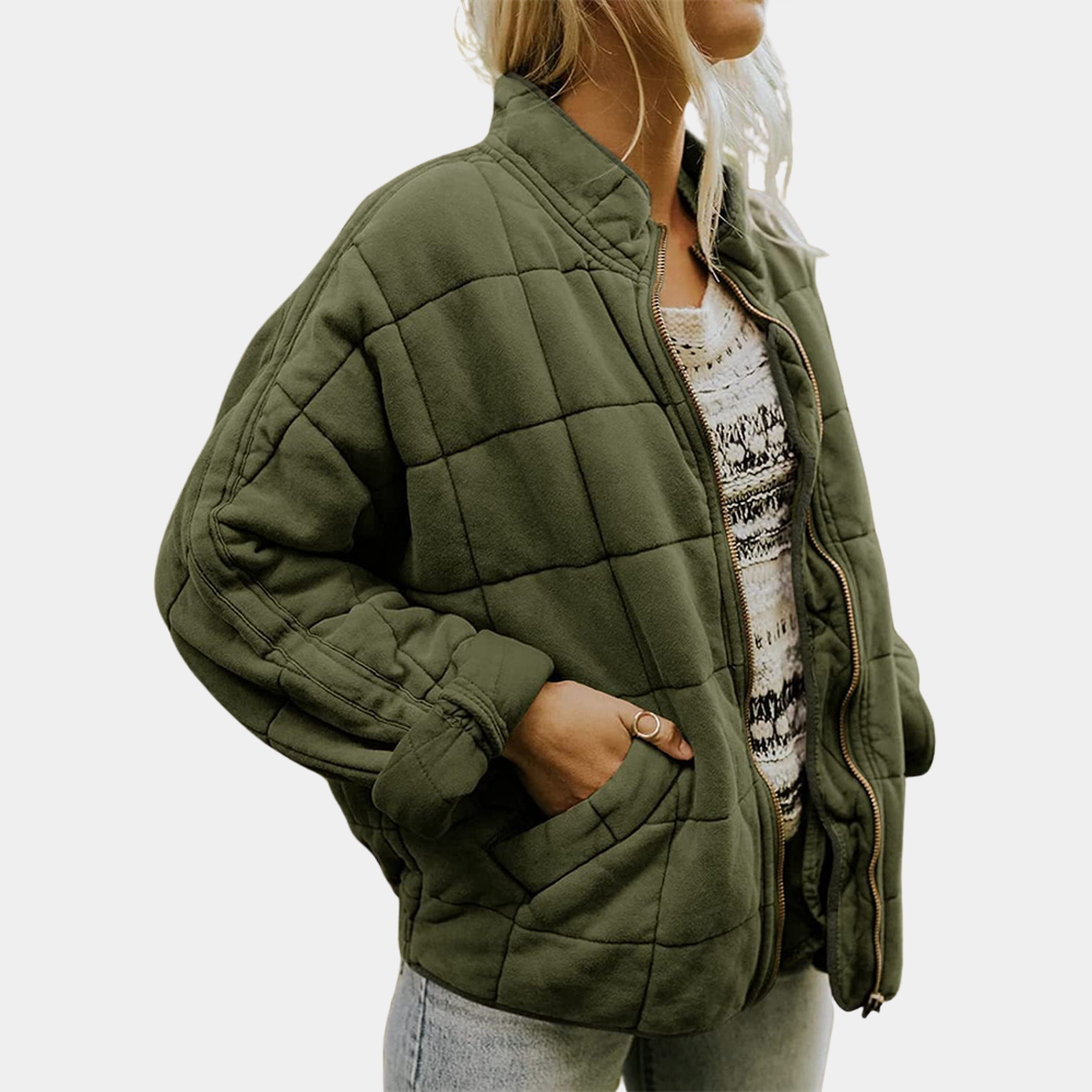 Aurora | Chaqueta Acolchada Bomber Mujer Cuello Mao Cremallera