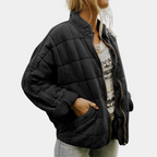 Aurora | Chaqueta Acolchada Bomber Mujer Cuello Mao Cremallera