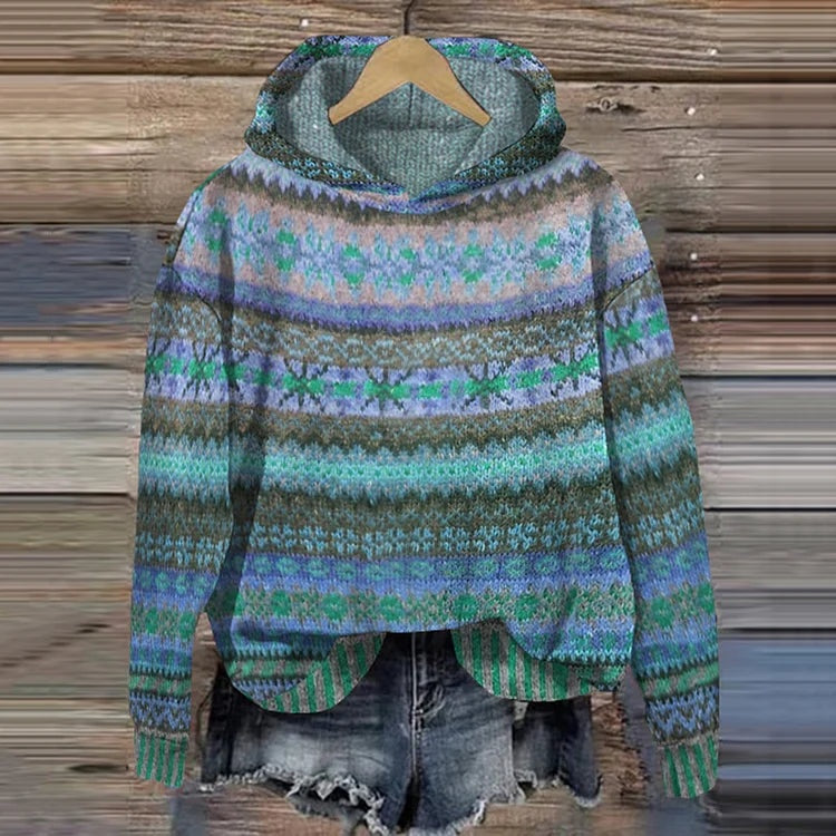 Marta | Sudadera con Capucha Mujer Estampado Étnico Punto
