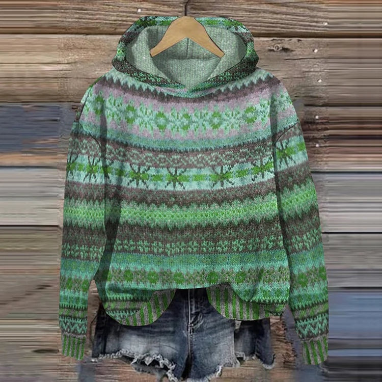 Marta | Sudadera con Capucha Mujer Estampado Étnico Punto