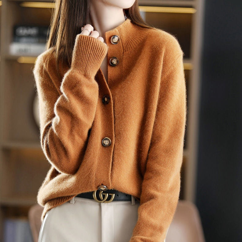 Natalia | Jersey Fino de Lana Mujer Cuello Medio con Botones