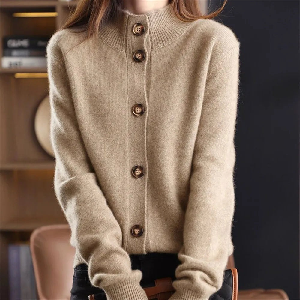 Natalia | Jersey Fino de Lana Mujer Cuello Medio con Botones