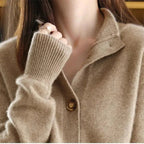 Natalia | Jersey Fino de Lana Mujer Cuello Medio con Botones