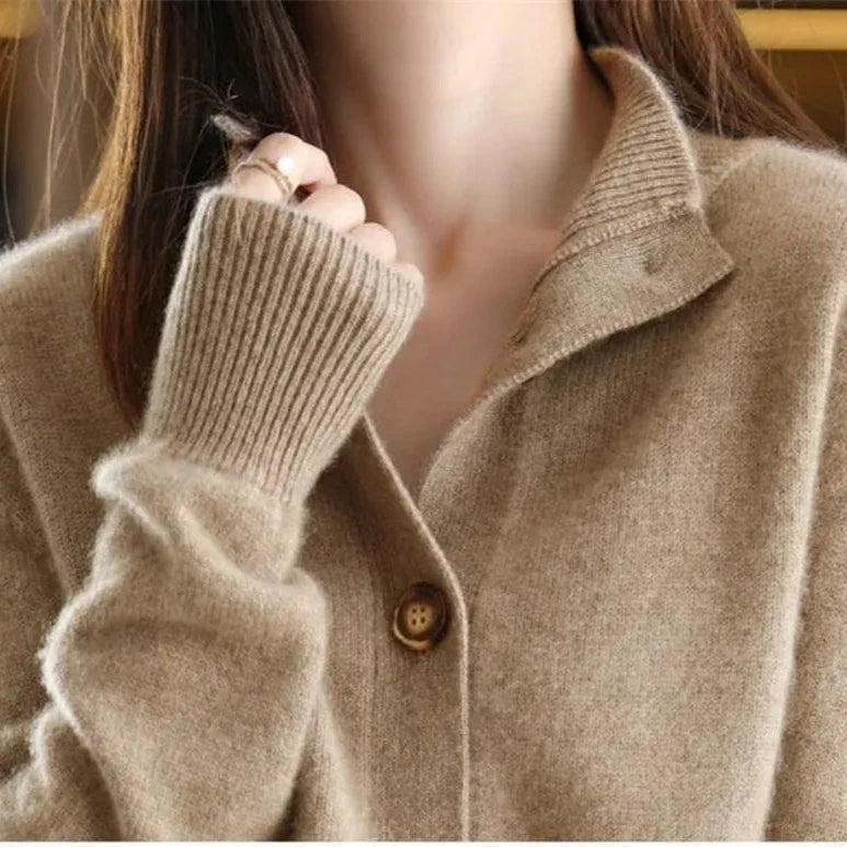 Natalia | Jersey Fino de Lana Mujer Cuello Medio con Botones