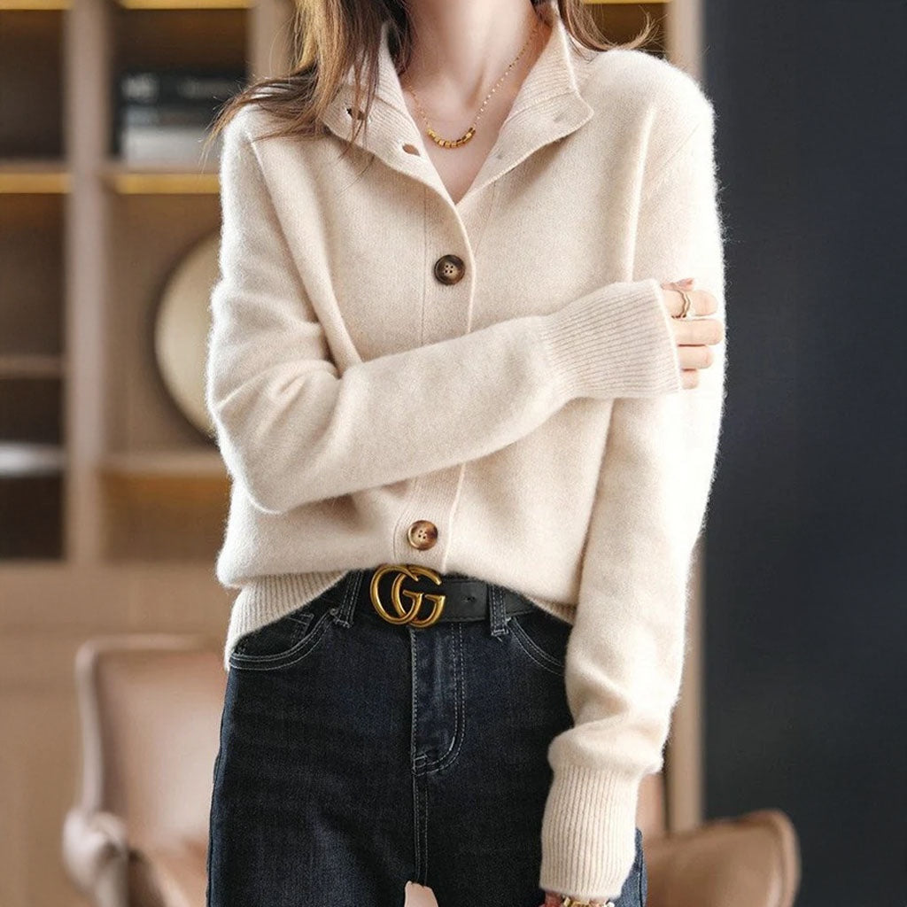 Natalia | Jersey Fino de Lana Mujer Cuello Medio con Botones