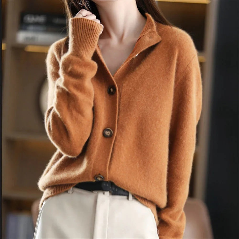 Natalia | Jersey Fino de Lana Mujer Cuello Medio con Botones