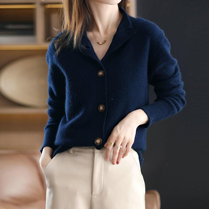 Natalia | Jersey Fino de Lana Mujer Cuello Medio con Botones