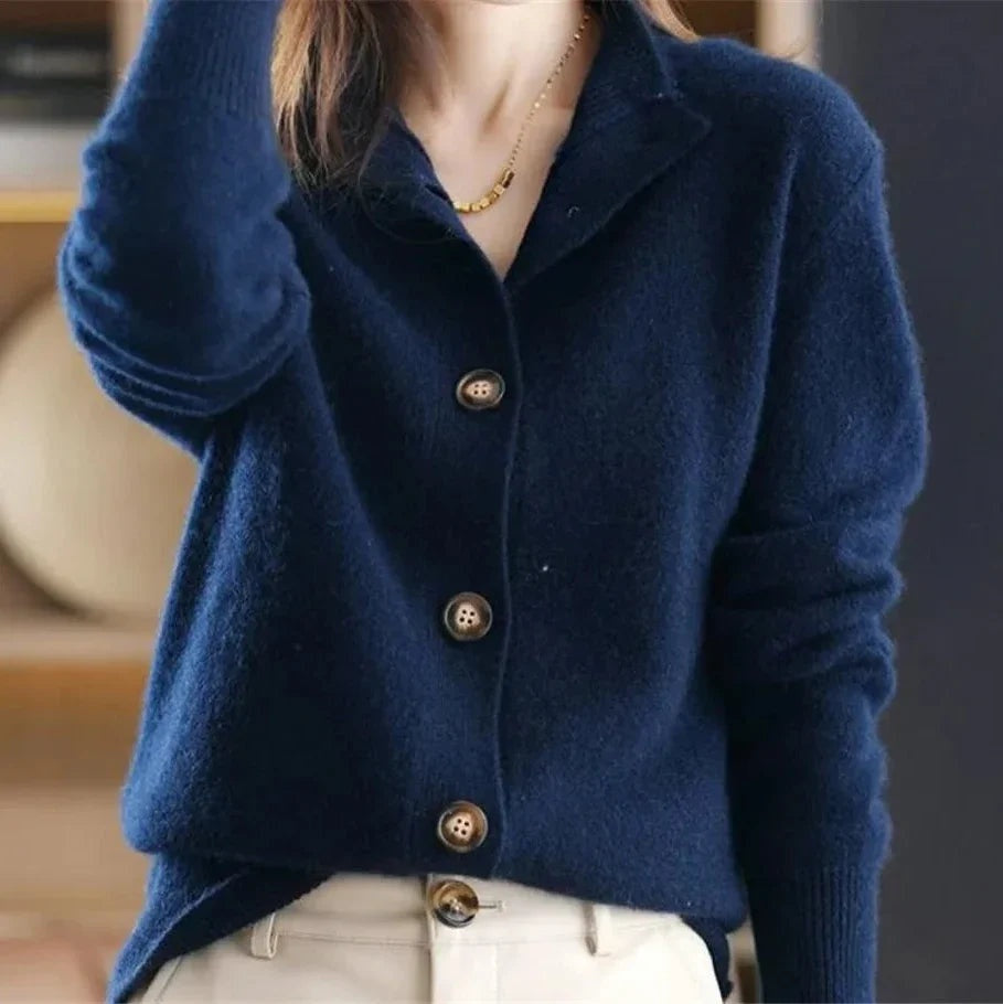 Natalia | Jersey Fino de Lana Mujer Cuello Medio con Botones