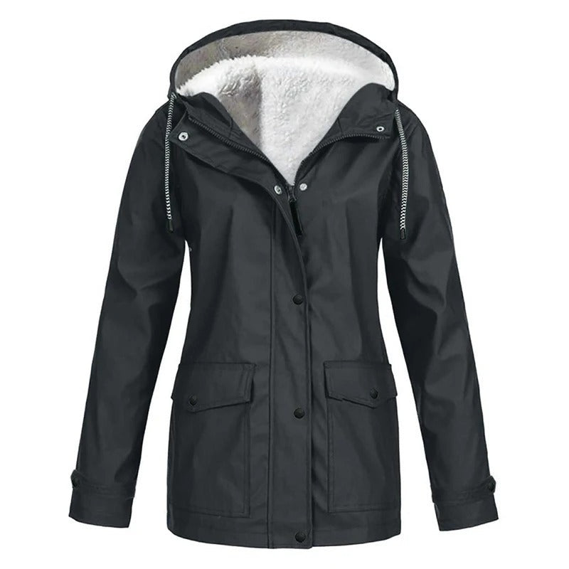 Almudena | Chubasquero Impermeable con Forro Mujer Capucha Ajustable