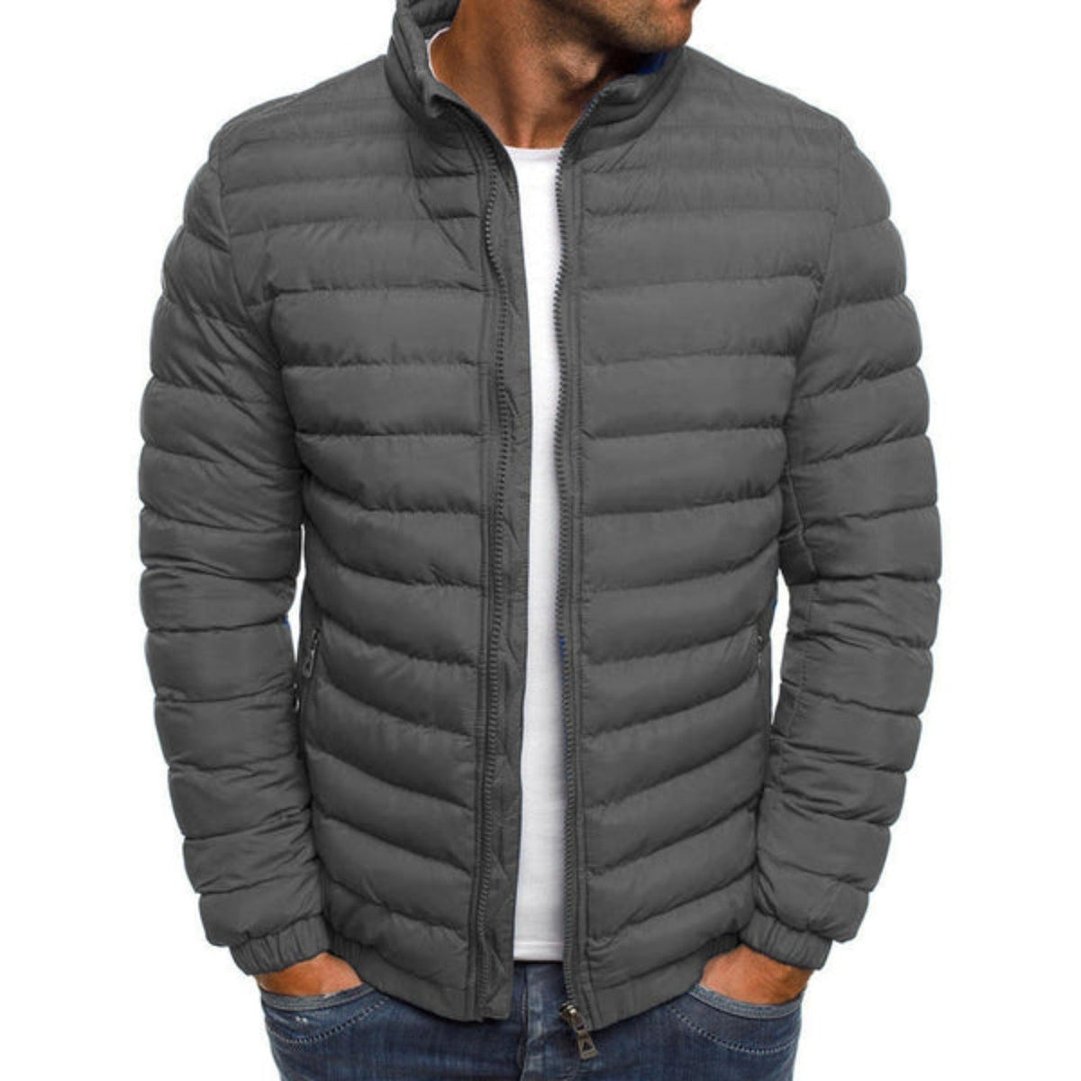 Norberto | Cazadora Acolchada Hombre Invierno Cuello Alto Cremallera