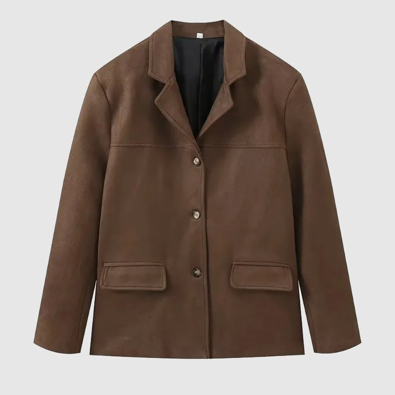 Piedad | Chaqueta de Ante Mujer Corte Suelto Solapas