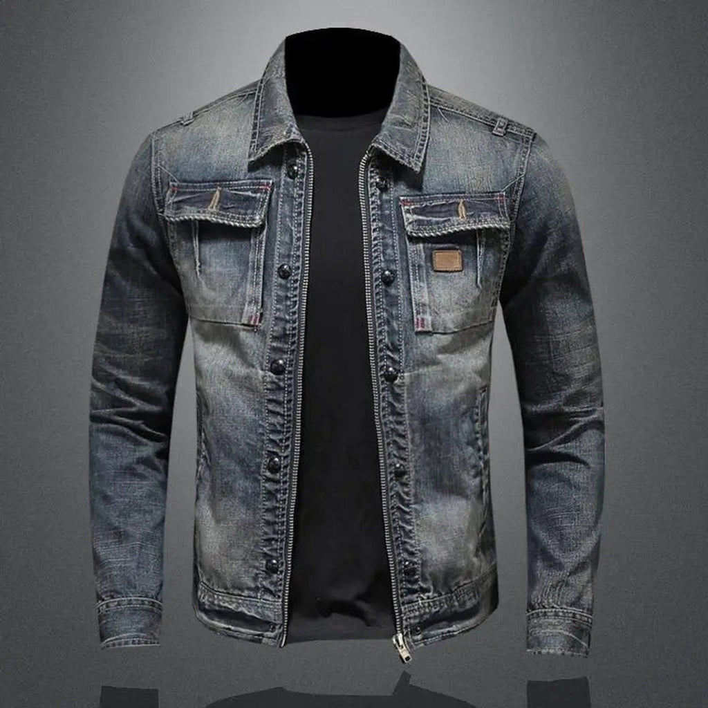Guido | Chaqueta Vaquera Hombre Vintage Cremallera Doble